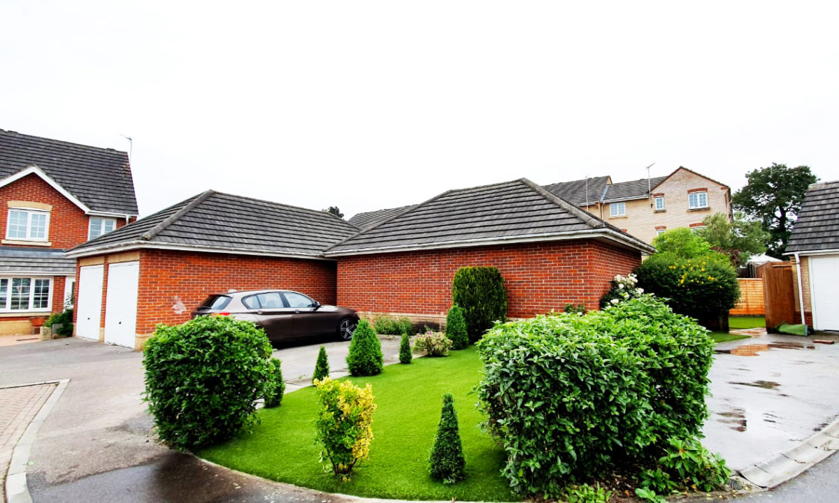 front garden with articial grass