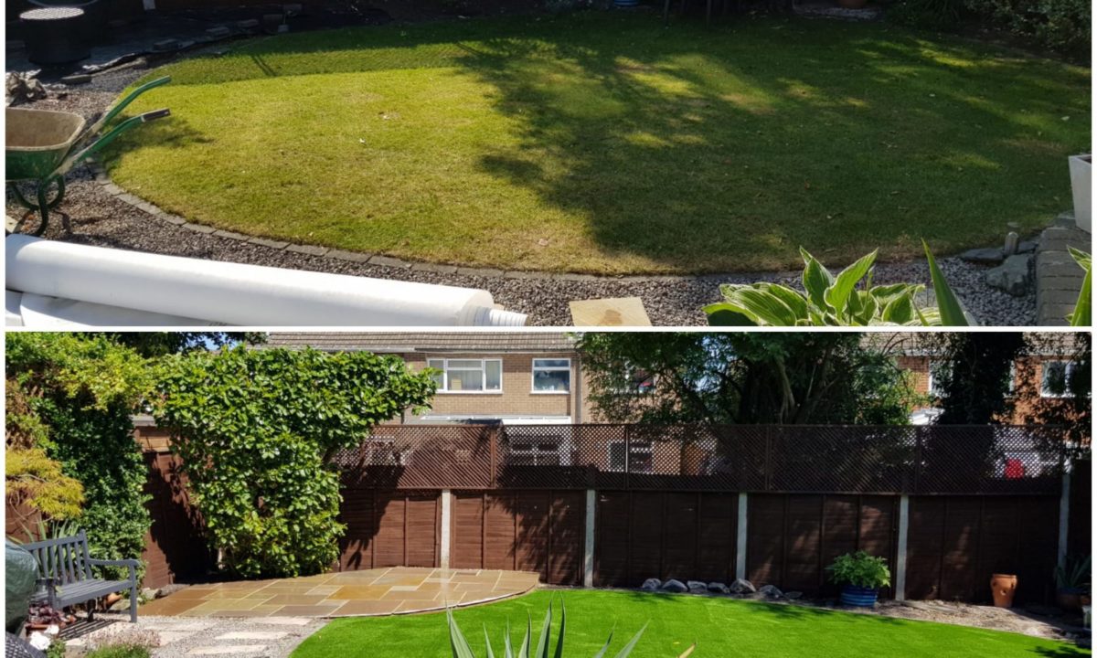 before and after artificial grass installation