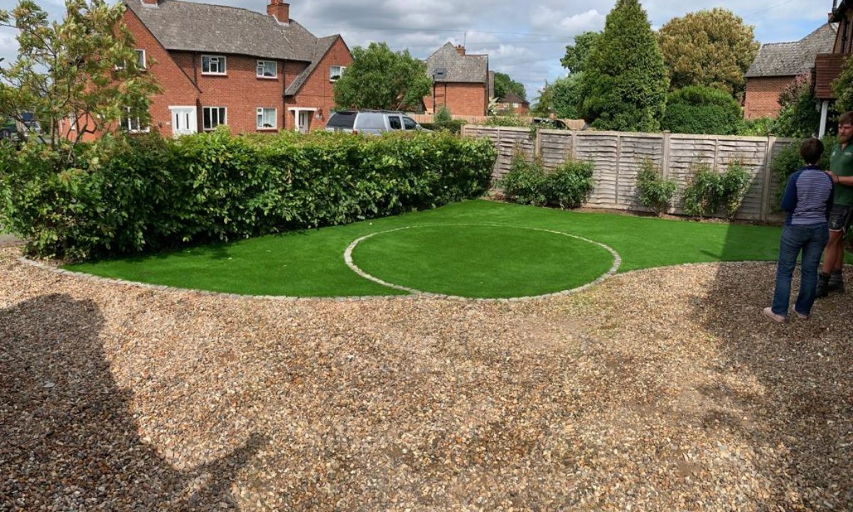 front garden after the artificial glass installation