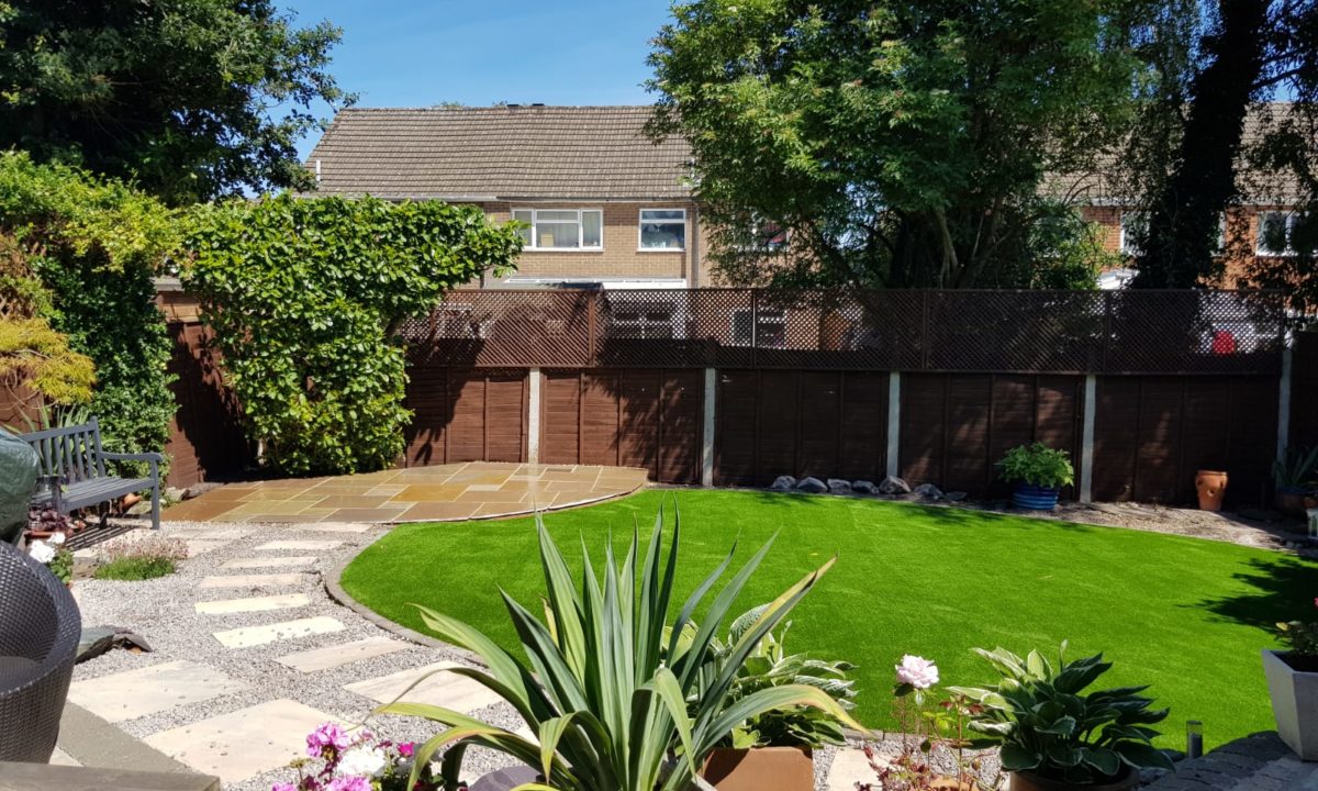 garden after artificial grass installation