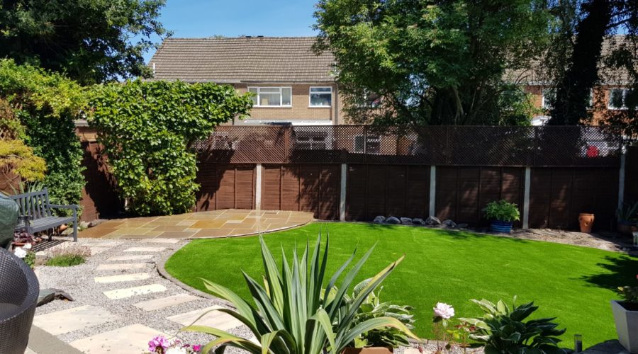 garden after artificial grass installation