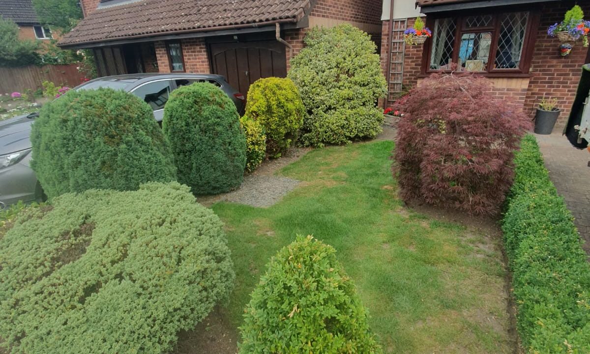 front garden before the artificial glass installation