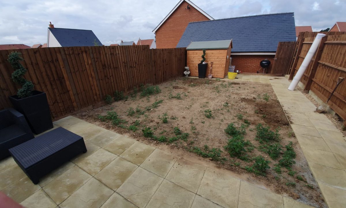 back garden before the artificial glass installation