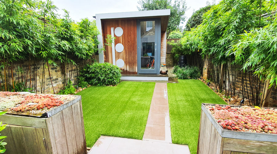 garden with artificial grass