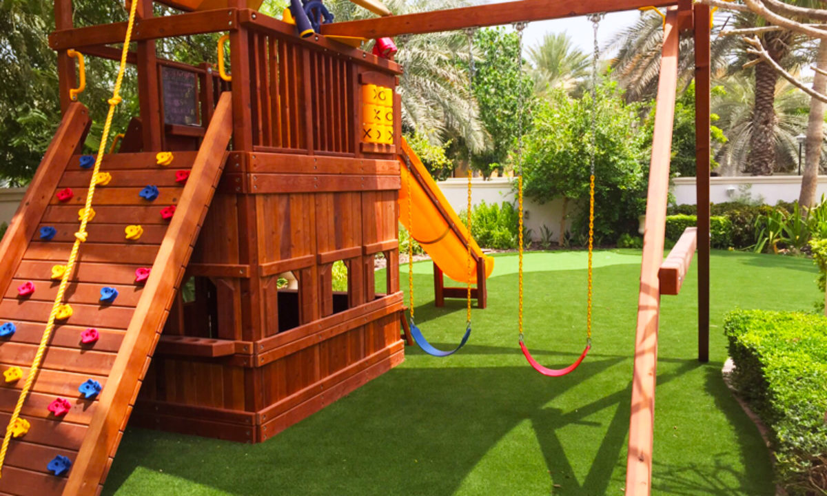 school playground with artificial grass