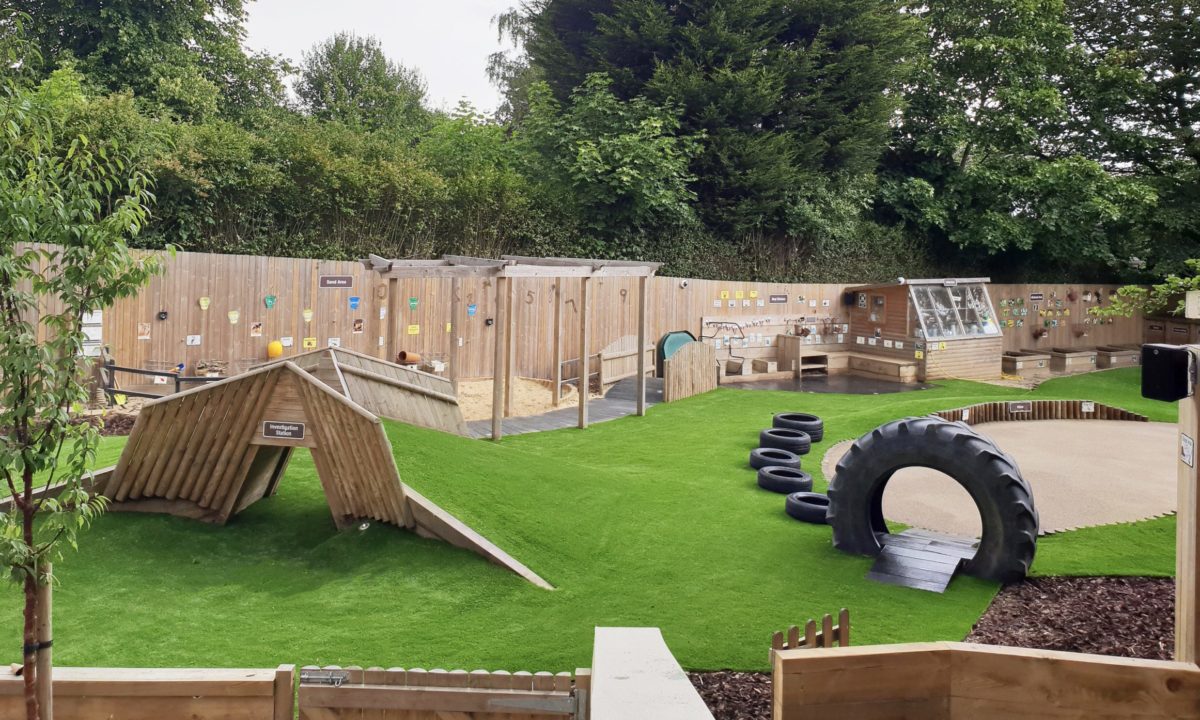 school playground with artificial grass