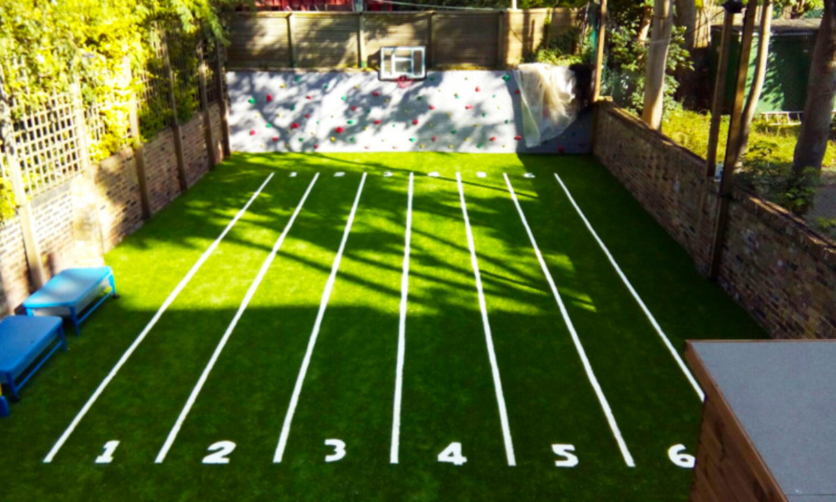 school playground with artificial grass