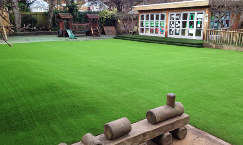 school playground with artificial grass