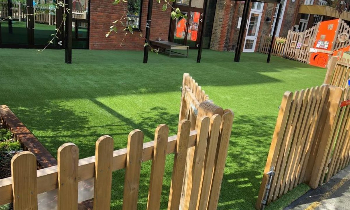Commercial artificial grass at primary school