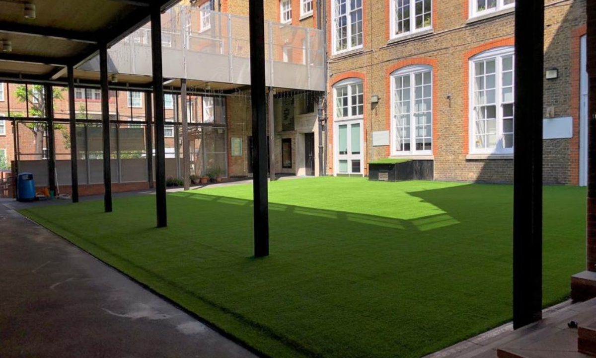 Artificial grass play space at primary school