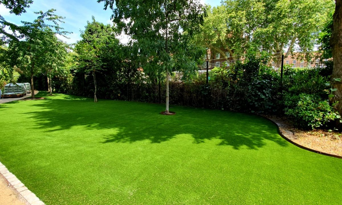 Commercial artificial grass installation at school