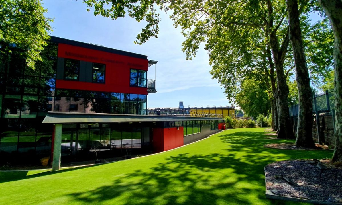 Commercial artificial grass installation at school