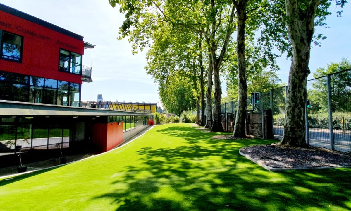 Commercial artificial grass installation at school