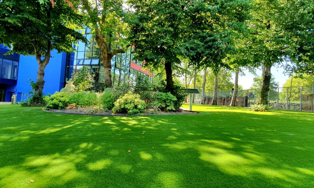 Commercial artificial grass installation at school