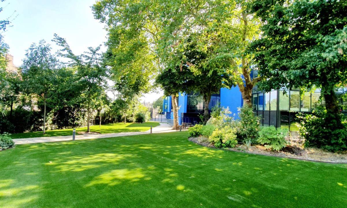 Commercial artificial grass installation at school